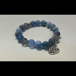 Handmade Blue Lotus Charm Bracelet